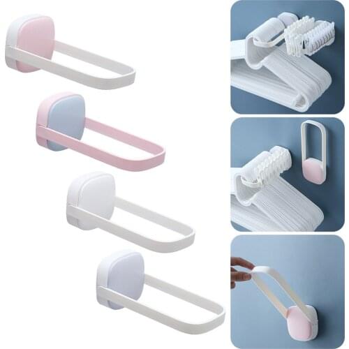 Clothes Hanger Storage Rack Wall Mounted Folding Hanger Stacker Organizer Punch Free Space Saving Balcony Organzier