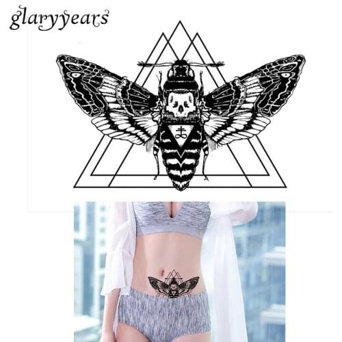 1 PC Temporary Inspired Body Tattoo Sticker KM-011 Chest Art Beauty Black Moth Decal Waterproof Taty Tattoo Women Fashion Makeup