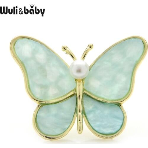 Wuli&baby Pearl Butterfly Brooches Women 3-color Beauty Insects Party Office Brooch Pins New Year Gifts
