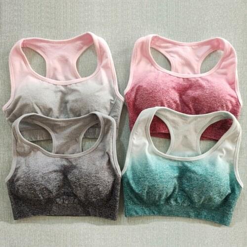 Women Ombre Yoga Sport Bra Brassiere Padded Breathable Athletic Fitness Running Gym Vest Yoga Sport Tops Push Up Sportswear