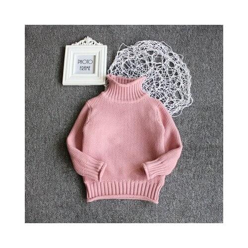 2018Winter Thicken Warm Baby Girls Sweater for Boys Turtle Neck Collar Fleece Snow Children Kids Bottom Sweaters Clothes Knitted