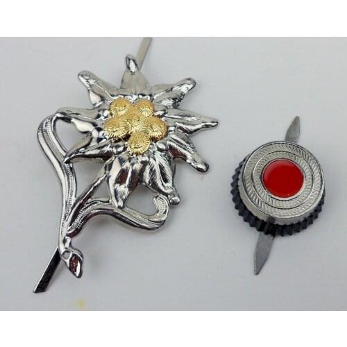 WWII GERMAN M43 FIELD CAP BADGE EDELWEISS BADGE COCKADE HEADGEAR PINS