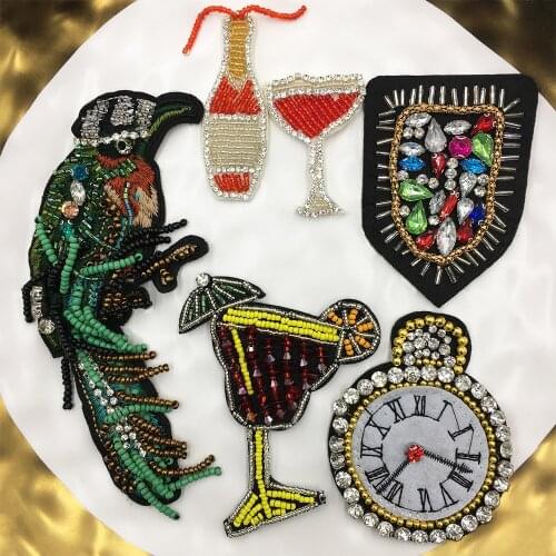 1pcs Sparkling Rhinestones Beaded Cartoon Animal Pattern Clothing Patches Fashion DIY Appliques Jean Jacket Badges Accessories