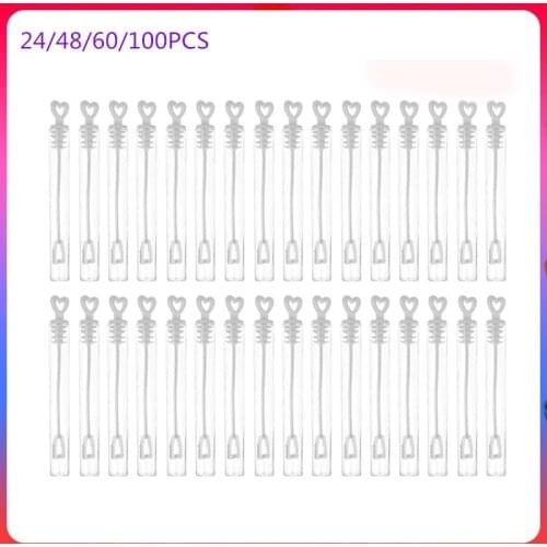 24//60/100pcs Love Heart Wand Tube Bubble Soap Bottle Playing Fun Kids Toys Wedding Decor Compact and Portable Toys for Children