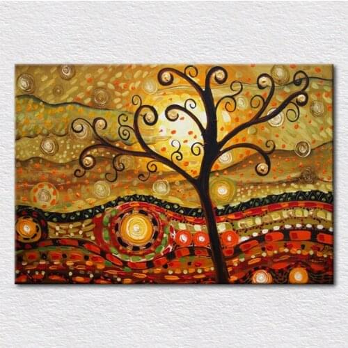 Abstract tree oil paintings printed on canvas to sale as frameless oil painting free shipping