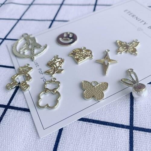 DIY jewelry accessories alloy inlaid pearl pendant earrings necklace jewelry pendant accessories