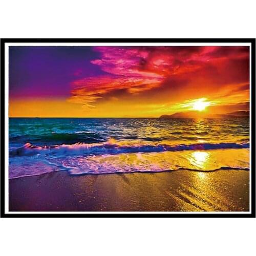 Seaside scenery diamond embroidery Huacan 5D DIY full round diamond painting mosaic seascape decoration home art