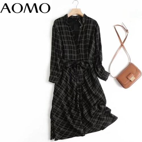 Модные платья в клетку AOMO China At AliExpress