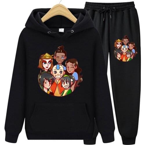 Avatar The Last Airbender Print Anime Clothes Women Aesthetic Oversized Hoodie Harajuku Black Kawaii Long Sleeve Top Sweatshirts