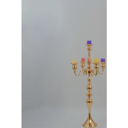 Large Metal Candle Holder Gold Props Wedding Venue Layout Crystal Banquet Center Tabletop Decoration