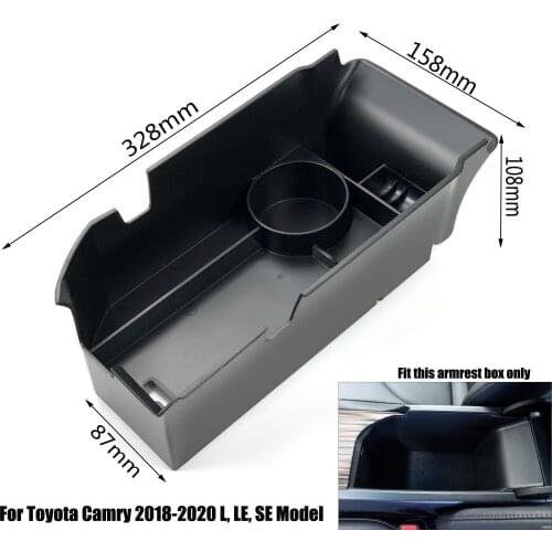 For Toyota Camry Center Console Armrest Storage Box Insert Organizer Tray For Toyota Camry 2018-2020 L, LE, SE Model Storage Box