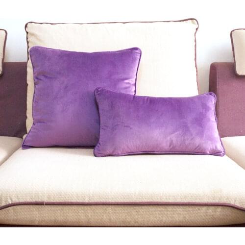 Purple Piping Design Velvet Cushion Cover Pillow Case Lovely Soft Pillow Cover No Balling-up Without Stuffing