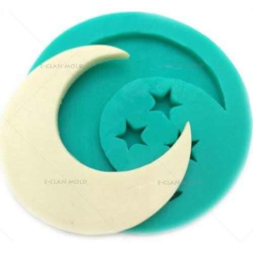Bakeware Moon And Stars Ramadan Decoration Silicone Mold Muslim Fondant Chocolate Form For Cake Decorating Eid Fondant F0625YL