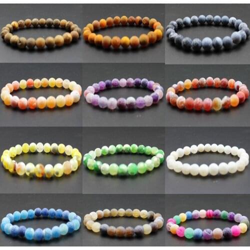 Hot Chakra 8mm Natural Stone Beaded Bracelet Men Women Jewelry Lava Rock Weathered Matte Healing Beads Stretch Charm Yoga Bangle