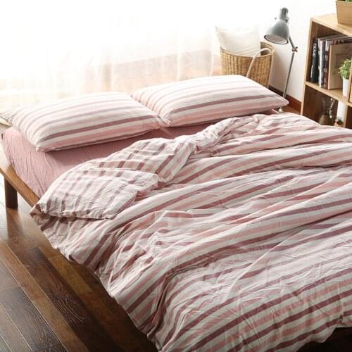 2019 Washing cotton four-piece bedding set style Stripe Pattern Excellent skin-friendly breathability Not easily deformed soft