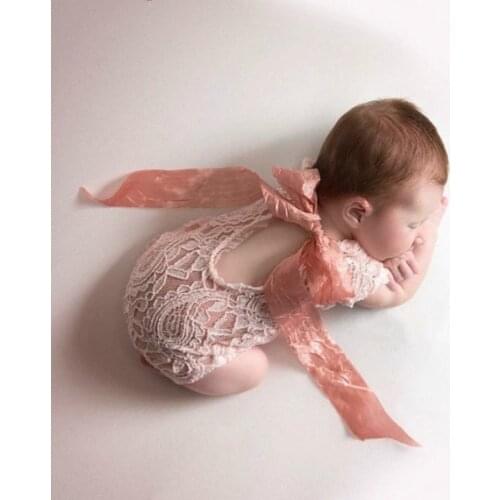 Newborn Department Bow Ribbon Lace Siamese One-Piece Photo Suit newborn photography props CHD30006