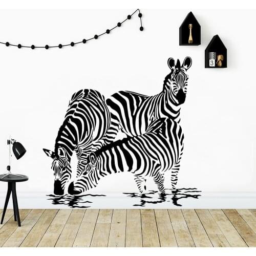 Cartoon Style Zebra Wall Sticker Vinyl Wallpaper For Living Room Home Decoration Stickers Baby Room Wall Decals Poster Mural