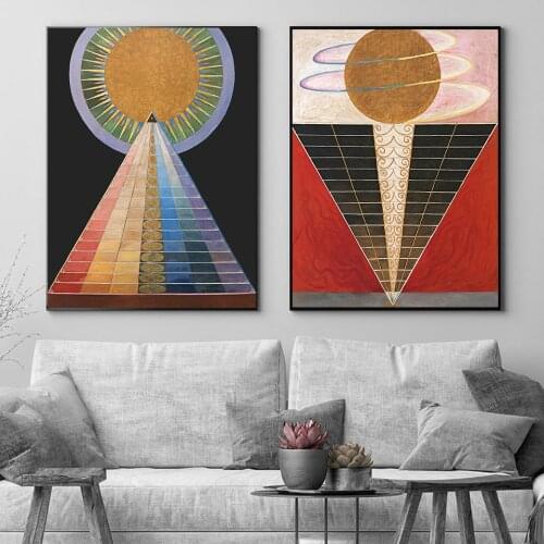 Hilma Af Klint Wall Art Retro Geometric Modern Abstract Poster Living Room Canvas Painting Prints Frameless Picture Home Decor