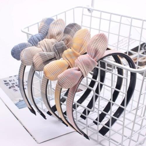 2021 New Plaid Print Rabbit Ears Bow Headband Headband Headband Girls Girls Headband Headwear Accessories Headwear