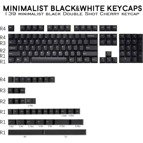 PBT Keycap 139 Keys Cherry Profile Double Shot Minimalist white Black Keycaps For CHERRY Ducky iKBC Mechanical Gaming Keyboard