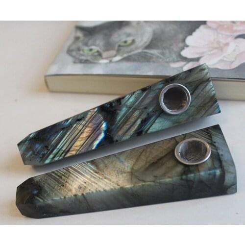 Natural Labradorite Quartz Crystal Smoking Pipe Healing