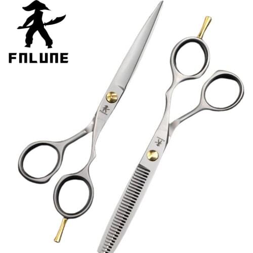 FnLune 6.0 Smoky Gray 9Cr18MoV Professional Hair Salon Scissors Barber Accessories Haircut Thinning Shear Hairdressing Scissors