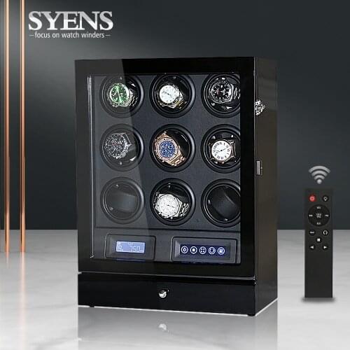 Luxury Automatic watch winder 9 watches box with Black color and TPD contorl mode Wooden watch shaker display Winding box