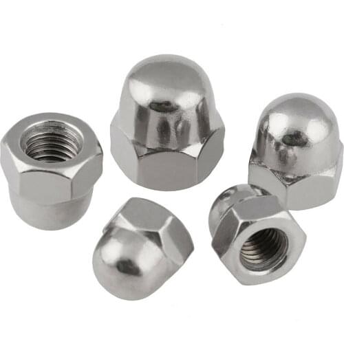 Hex Acorn Nut M3 M4 M5 M6 M8 M10-M24 304 Stainless Steel DIN1587 Hexagon Decorative Semicircle Cap Cover Nuts Dome Nuts