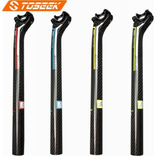 TOSEEK Bicycle Seatpost Carbon Fibre MTB Road Bike Seat Post 27.2/30.8/31.6*350/400mm Cycling Seat Tube Parts 220g