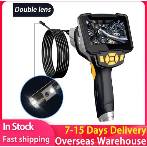 Dual Lens Industrial Endoscope Camera HD 1080P Handheld Borescope 4.3 inch Screen Waterproof Digital Endoscope with 6 LEDs