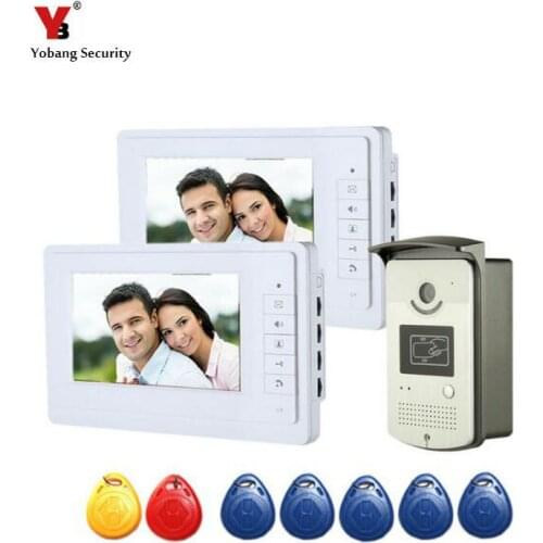 Yobang Security 7 inch Monitor Video Door Phone Intercom Aluminum Alloy Camera RFID Keyfobs Unlock Door bell Doorphone
