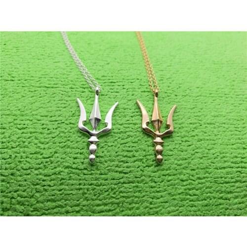 10PCS Om Trishul Ukraine Poseidon Trident Necklace Neptune Greek War Weapon Spear Necklace Boat Anchor Pendant Chain Necklaces