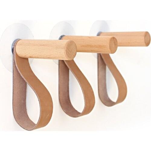 3pcs Nordic solid wood hook wall hanging wall free punch wall coat hook door clothes hanger