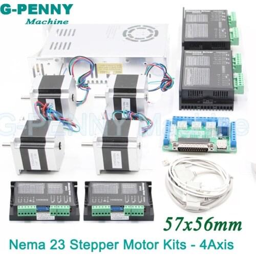 4Axis CNC stepper motor control kits name23 stepping motor + Driver 24-50VDC + Power supply switch 400w 36v+5axis breakout board