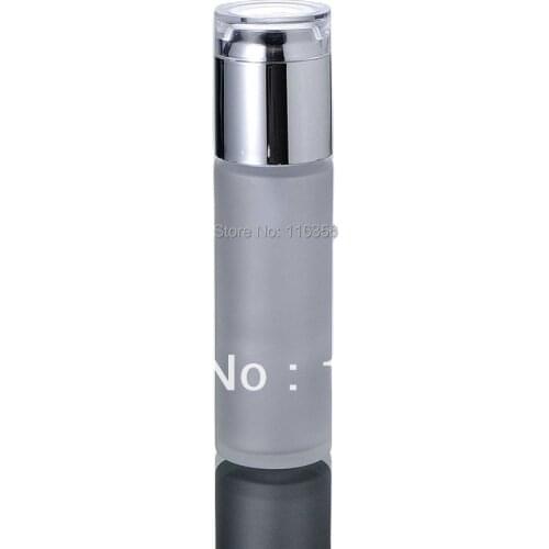 60ML frosted glass bottle with shiny silver cap, press pump lotion bottle