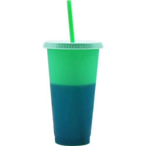 720ml Discoloration Cup Fixed Ring Heat Insulation No Odor Color Changing Cold Cup with Lid Straw Home Outdoor Swim Party Gift