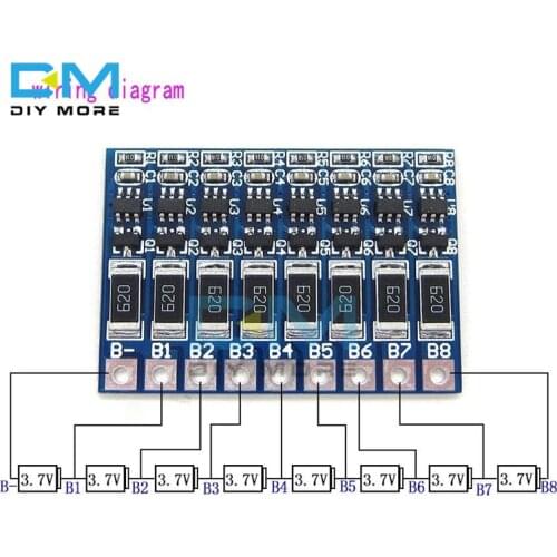 8S 33.6V 4.2V Balance Function Protection Board 66mA 8S Li-ion Lipo Battery Lithium 18650 Batteries Balanced Module BMS PCB