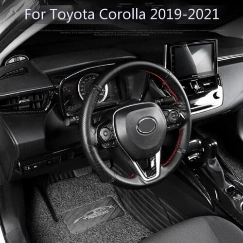 For Toyota Corolla Levin Accessories Carbon Fiber Pattern Interior Decoration Patch Set Steering Wheel Armrests Stickers ABS