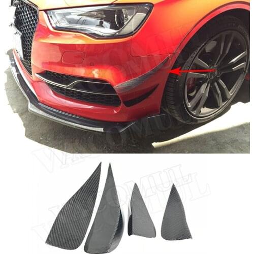 Carbon Fiber Front lip wind air knife Bumper Canards Splitter For Audi A3 S3 Sedan 2014~2016 side Bumper Trim Spoiler