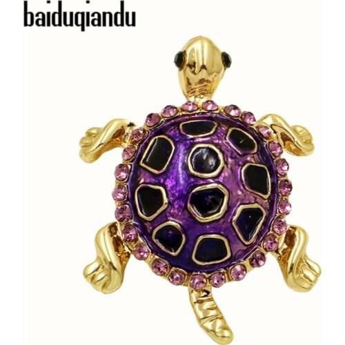 Baiduqiandu Brand Cute and Vivid Enameled Small Tortoise Little Turtle Brooches
