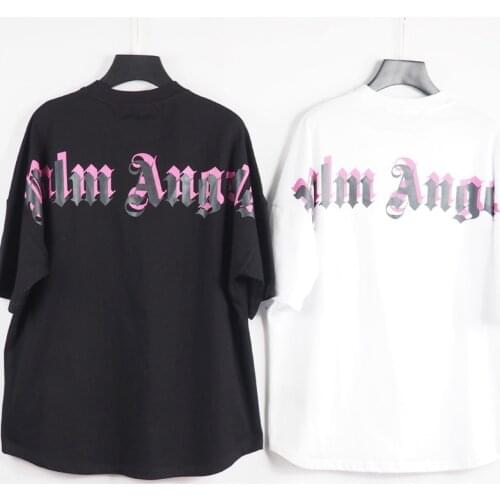 Palm Angels 21SS Letter Logo Short Sleeve Round Neck Men Women T-Shirt, Unisex, Lovers, Couple Style, Cotton,Boyfriend Gift2066