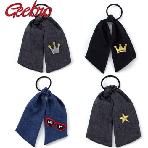 Geebro New Candy Color Children Hair Scrunchie Cartton Partten Hairband Girls Hair Ties Heart Hair Accessories Star Head Rope