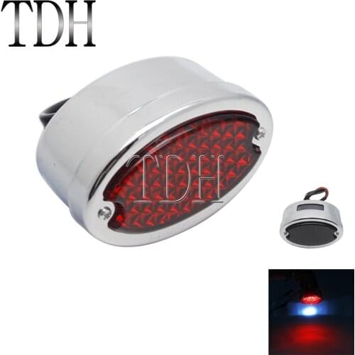 Chrome Motorcycle Cafe Racer LED light Rear Brake Tail Light License Plate Light For Harley Shovelhead Chopper Bobber Softail