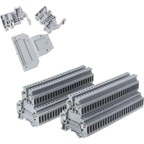 2019 New 50 Pcs UKK3 DIN Rail Double Level Dual Row Terminal Block 500V 25A 28-12AWG Gray Electrical Equipment