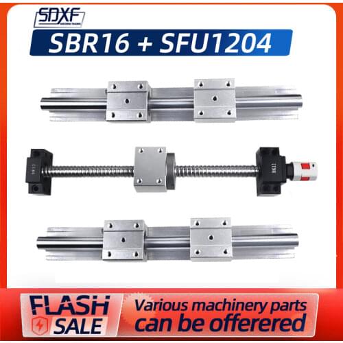 Screw guide rail combination Multiple length SFU1204, four SBR16 sliders, BKBF12, DSG12H, XB20*25-6.35*8mm coupling combination