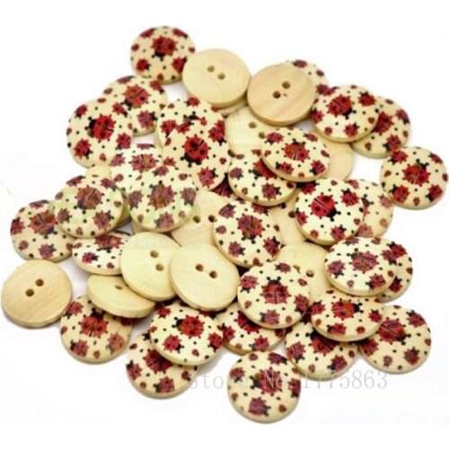 50 Pcs 18mm Ladybird / Ladybug Patterned Round Buttons, for Sewing, Scrapbooking Crafts 7NK61