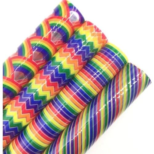 LEOsyntheticoDIY JELLY Transparent TUP Leather with Printed Mermaid Stripes Wave Vinil For DIY Bows 21X29CM R065A