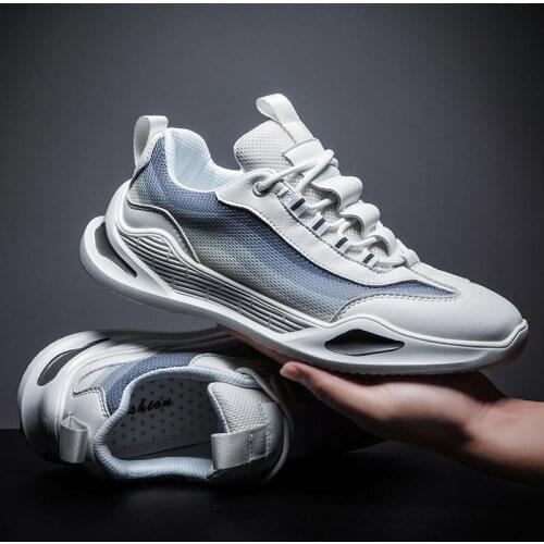 Summer Breathable Sneakers for Men Shoes Sport Male Running Shoes Man Sneakers for Sports White Gray Footwear Joggers GMB-0183