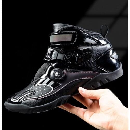 MJ MOTO Professional Motorcycle Boots Men Women Racing Motorbike Boots Botas Street Motorcycles Moto Riding Shoes Size 45 Black