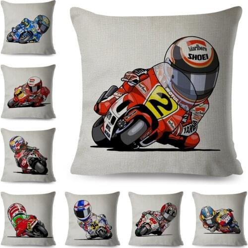 Cartoon Sports Motorcycle Cushion Cover Pillow Covers Linen Pillow Case for Sofa Home Decor Mobile Bike Car Pillowcase 45x45cm